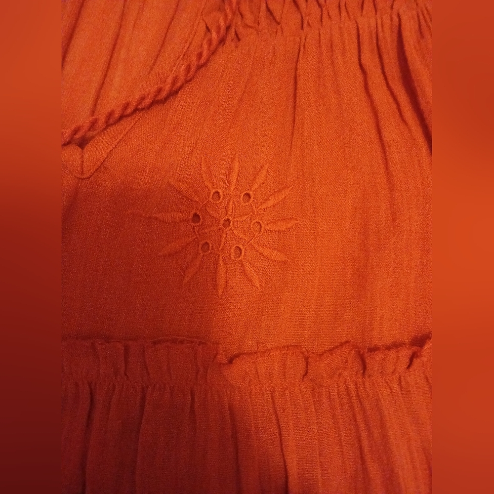 Free People Embroidery Celestial Skies Midi Dress W/Tassels In Burgundy XS - Picture 7 of 9